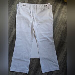 Women's White Pants 7th Avenue Suiting Collection Size 12 Petite Silver Details